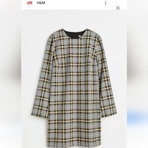 NWT H&M long sleeve dress, plaid sz Med